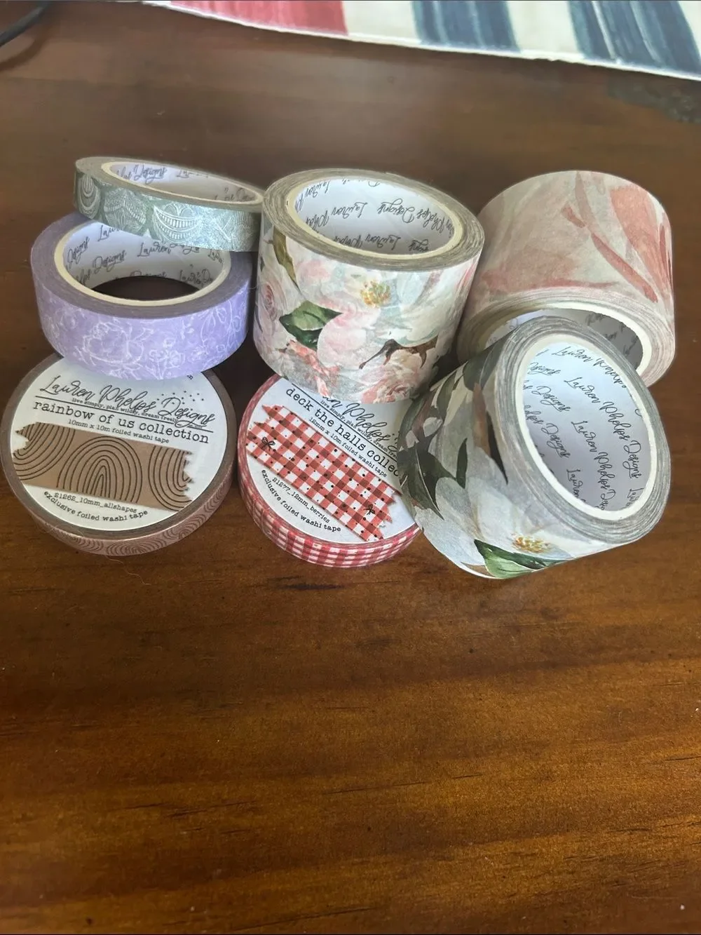 Lauren Phelps Assorted Floral & Patterned Washi Tape Set bundle 7 items